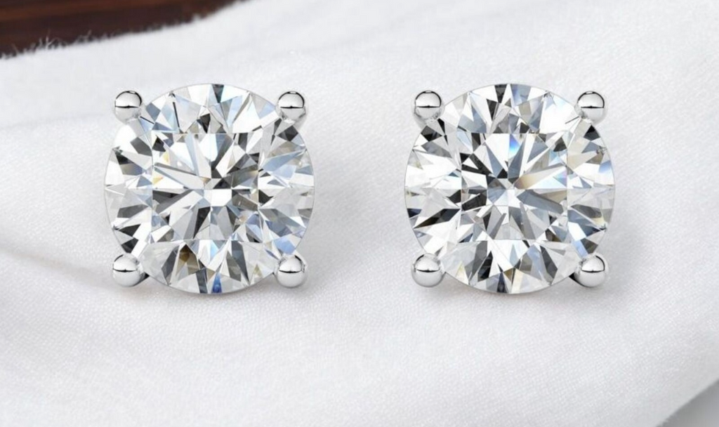IGI 4.00 Carat Lab Grown Diamond Studs Earrings 14k White Gold E VS1 Screw Back