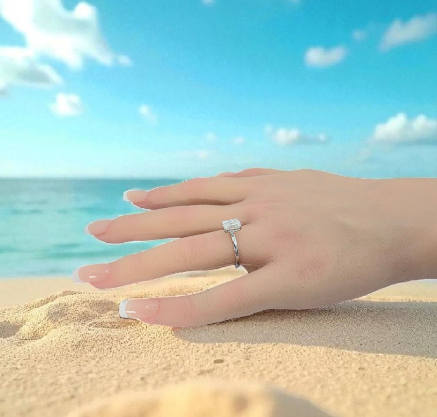 1.50 Emerald Cut Diamond Ring D VS1 Lab Grown Diamond IGI Certified