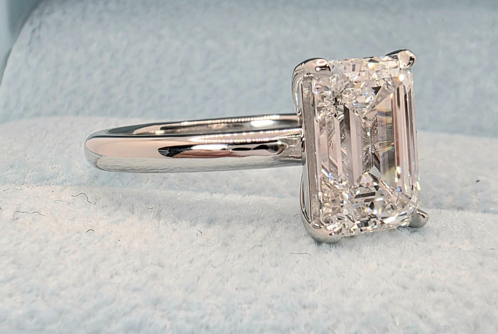 3.03 Ct E VS1 Emerald Cut Lab Grown Diamond Ring IGI Certified Platinum