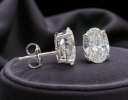 2 Ct D VS1 Lab Grown Oval Shape Diamond Studs 14k White Gold Earrings