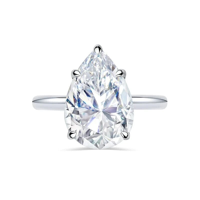 3.00 Ct F VS2 Pear Shape Diamond Ring Lab Grown Diamond IGI Certified 14k White