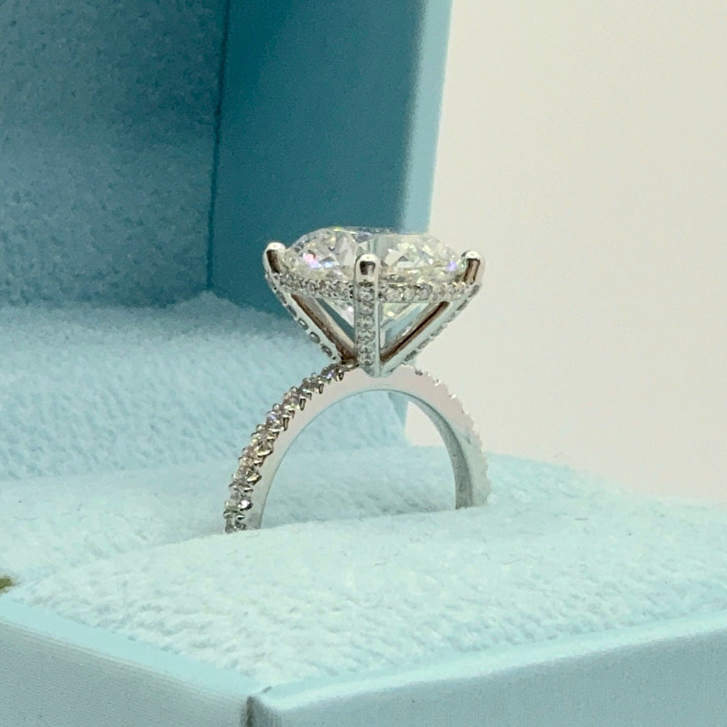 4.43 Ct E VS1 Round Lab Grown Diamond Engagement Ring 14k White IGI Certified