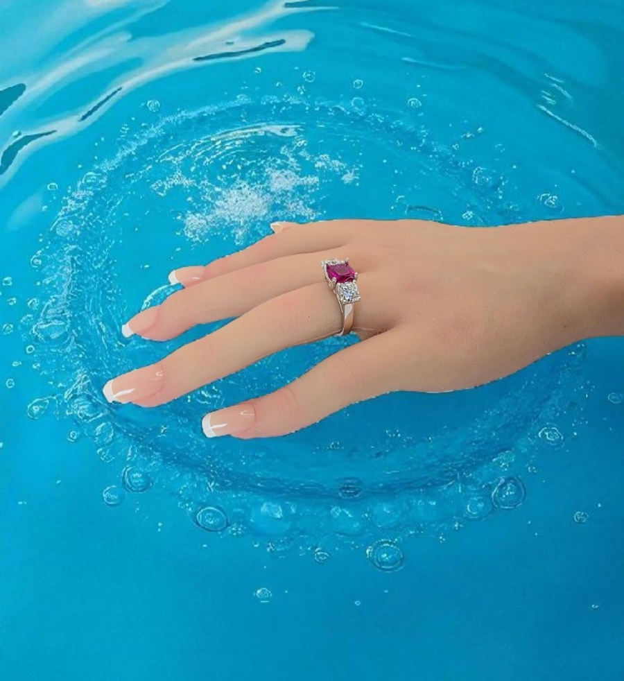 4.80 Ct Cushion Lab Grown Ruby and Diamond Ring Platinum IGI GIA Authenticated