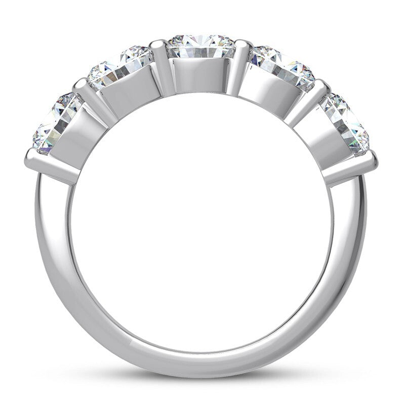 6.00 Carat 5 Stone Lab Grown Diamond Wedding Band 14kt White Gold IGI Certified