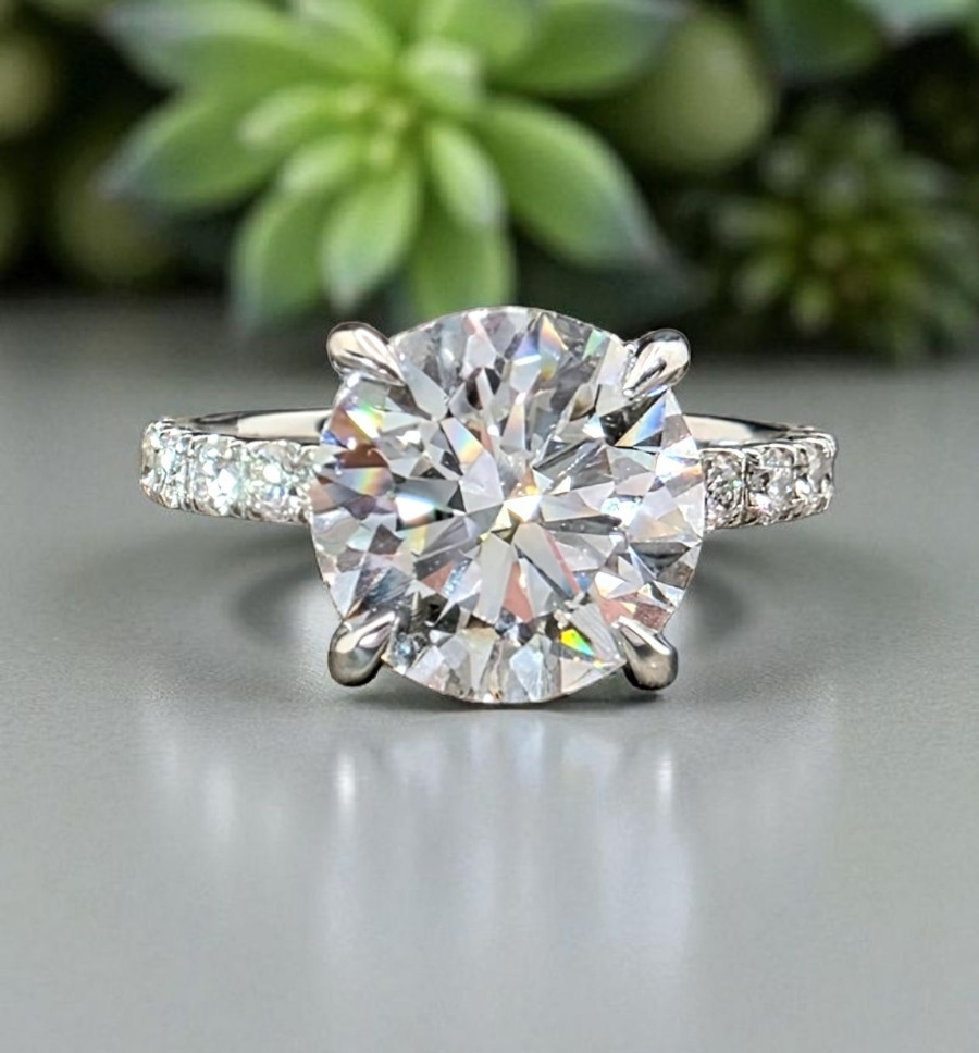 3.60 Ct D VS1 Round Lab Grown Platinum Diamond Engagement Ring IGI Certified