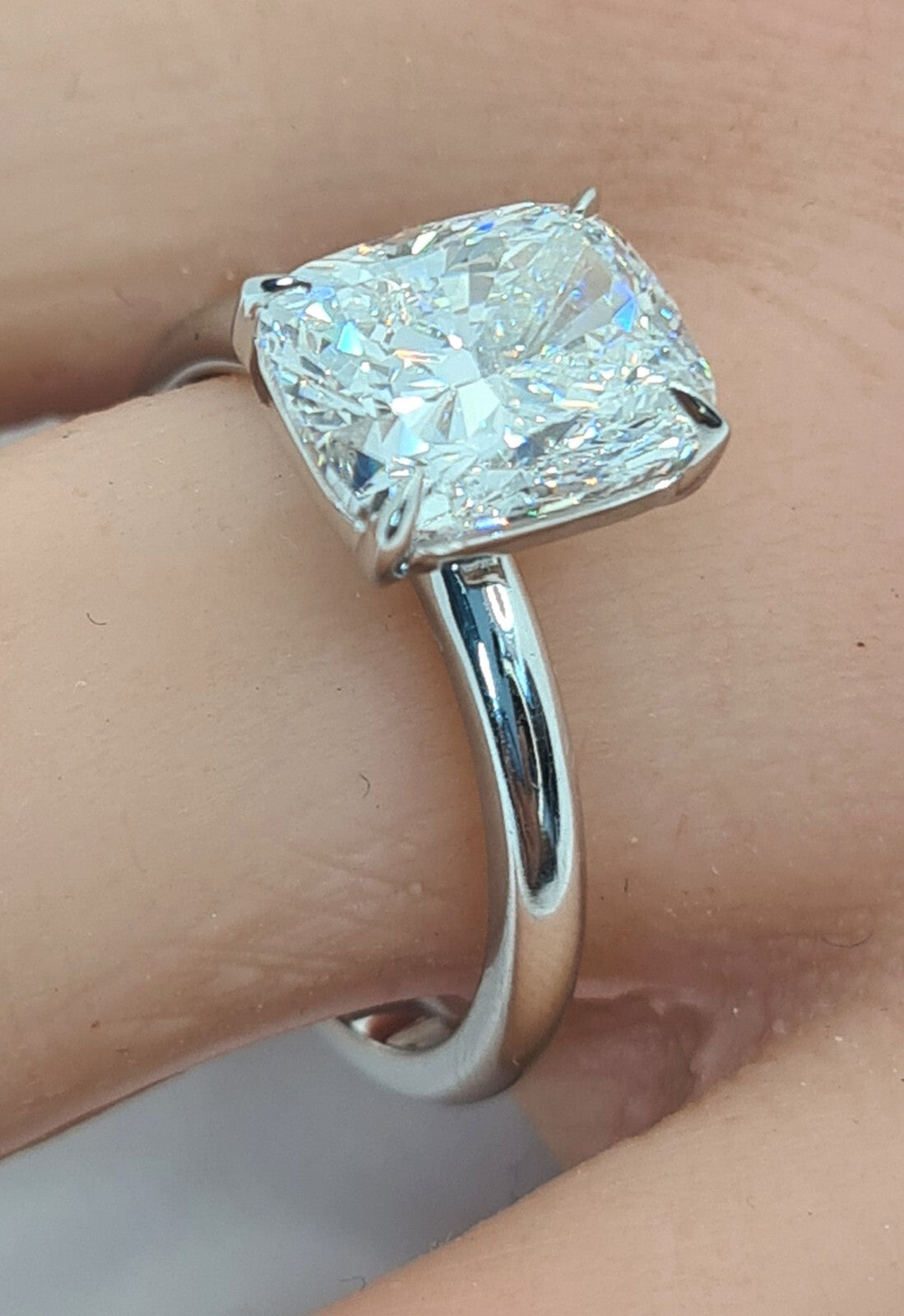 6 Ct Cushion G VS2 Platinum Diamond Ring Lab Grown Diamond IGI Certified