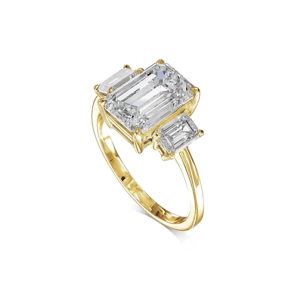 3.63 Ct E VVS2 14k White Gold Emerald Cut Lab Grown Diamond Ring IGI Certified