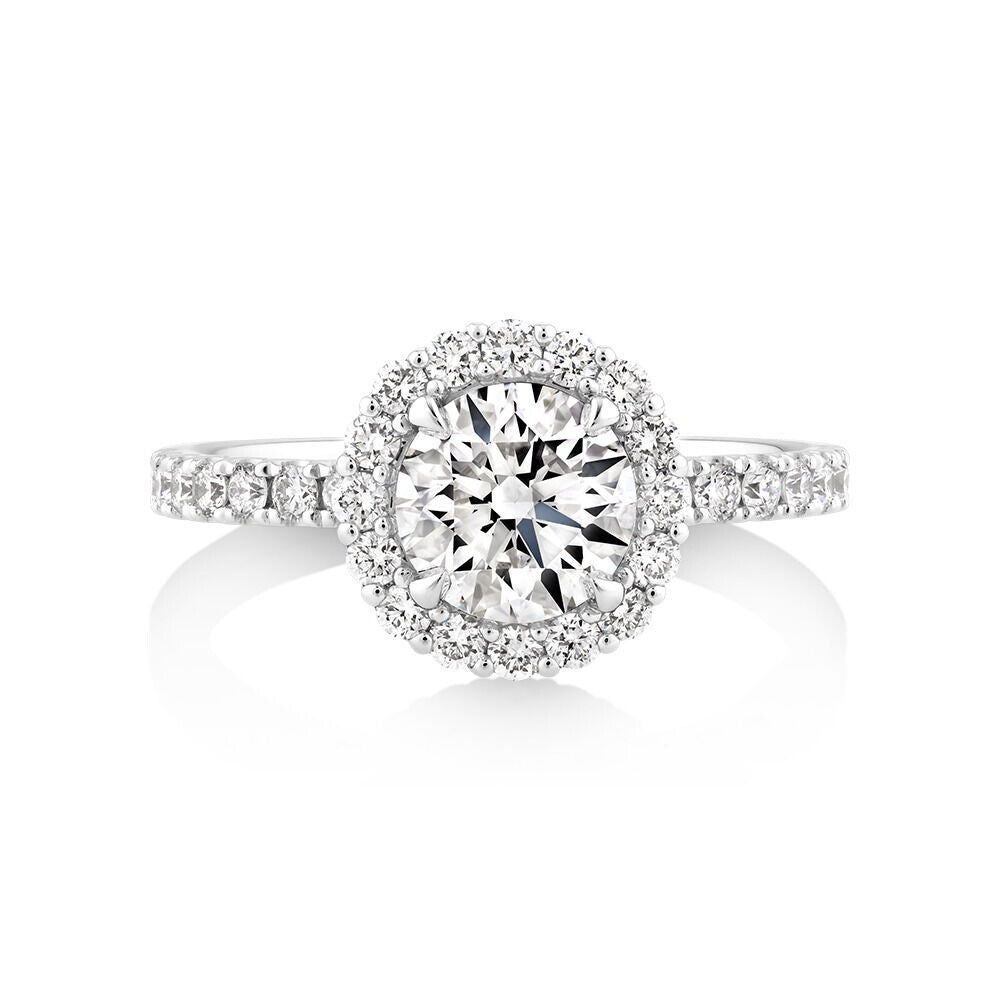 2.10 Carat Round Diamond Engagement Ring Halo IGI Certified Lab Grown