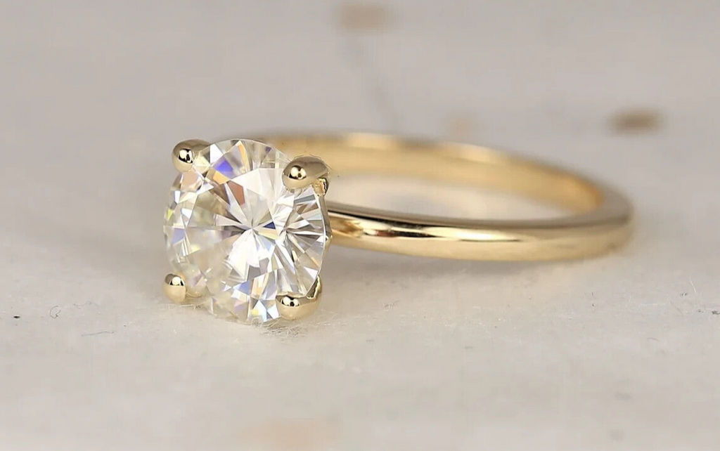 2.00 Ct F VS1 Round Solitaire 14k Yellow Lab Grown Diamond Ring IGI Certified