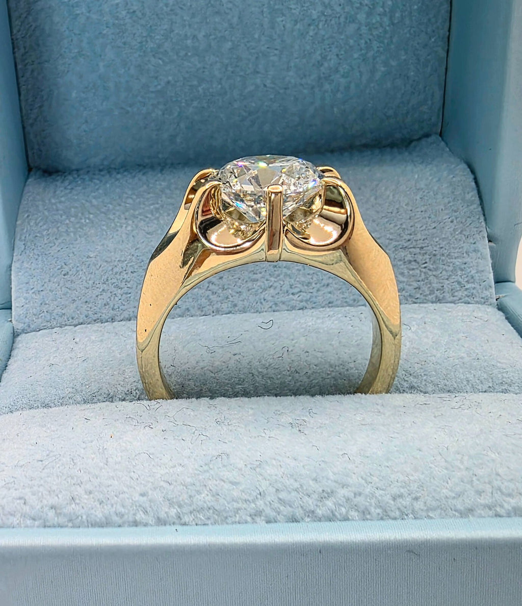 4.00 Ct Lab Grown Diamond G VS2 Men's Ring 14k Yellow Gold IGI Certified