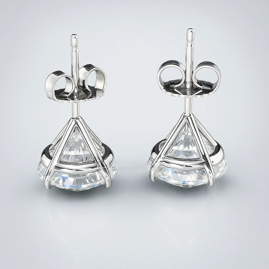 8.00Ct F /VS2 Round IGI Lab Grown Martini Diamond Studs Earrings 14K White Gold
