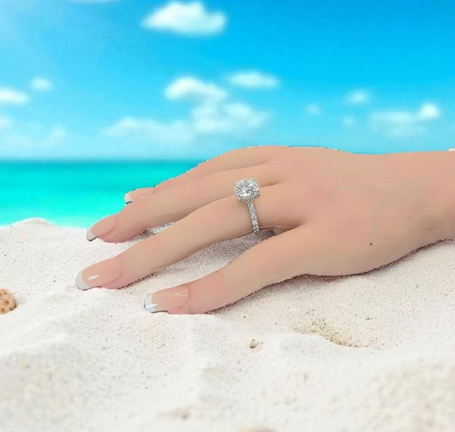 3.60 Ct D VS1 Round Lab Grown 14k White Diamond Engagement Ring IGI Certified