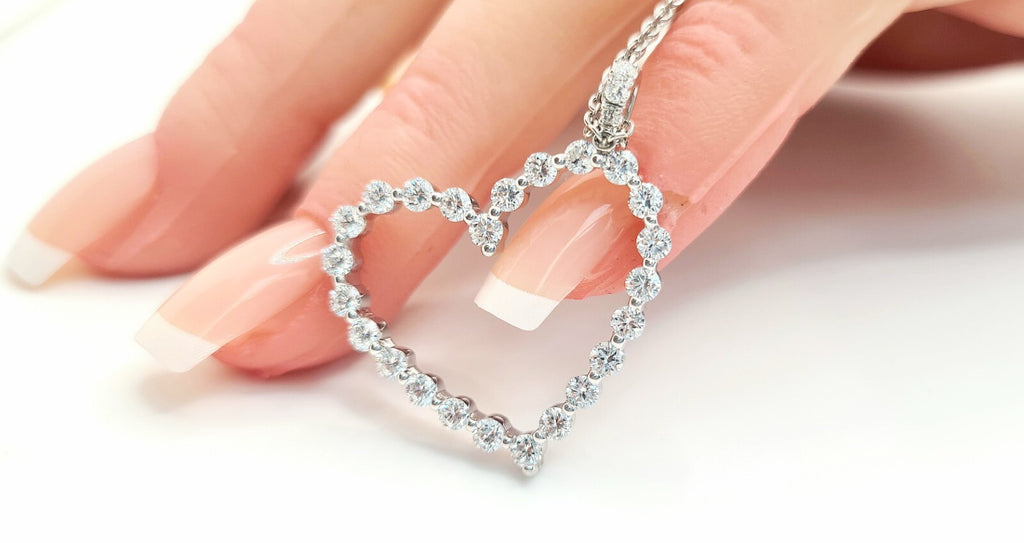 1.50 Carat Lab Grown Diamond Heart Pendant 14K Gold with Chain