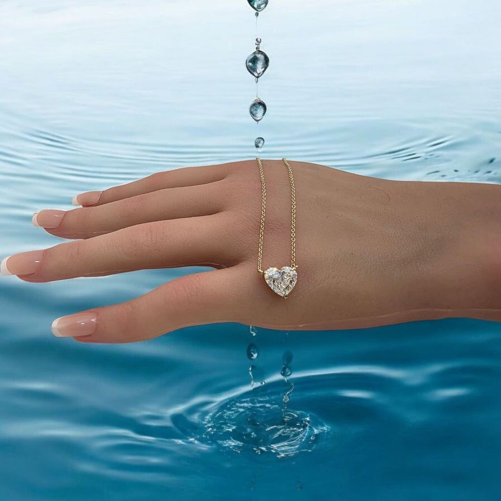 3.00 Ct D VS1 Lab Grown Heart Shaped Diamond Pendant 14k Gold IGI Certified