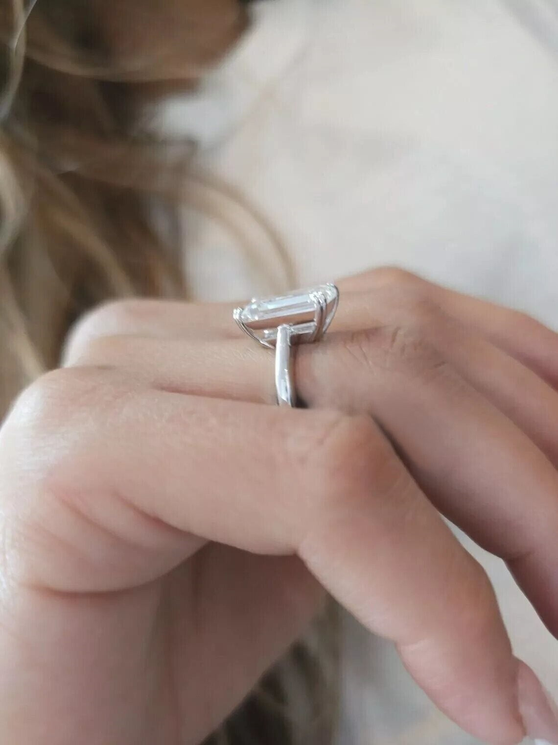 4.00 Ct E VS1 Emerald Cut IGI Certified Lab Grown Diamond Ring Set in Platinum