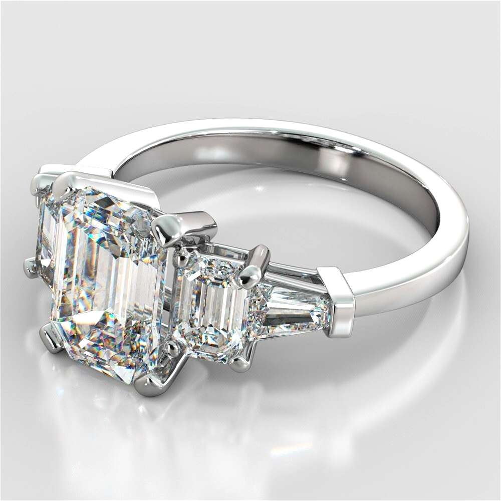 2.30 Ct Lab Grown Emerald Cut Diamond 5 Stone Ring IGI Certified GIA Authentic