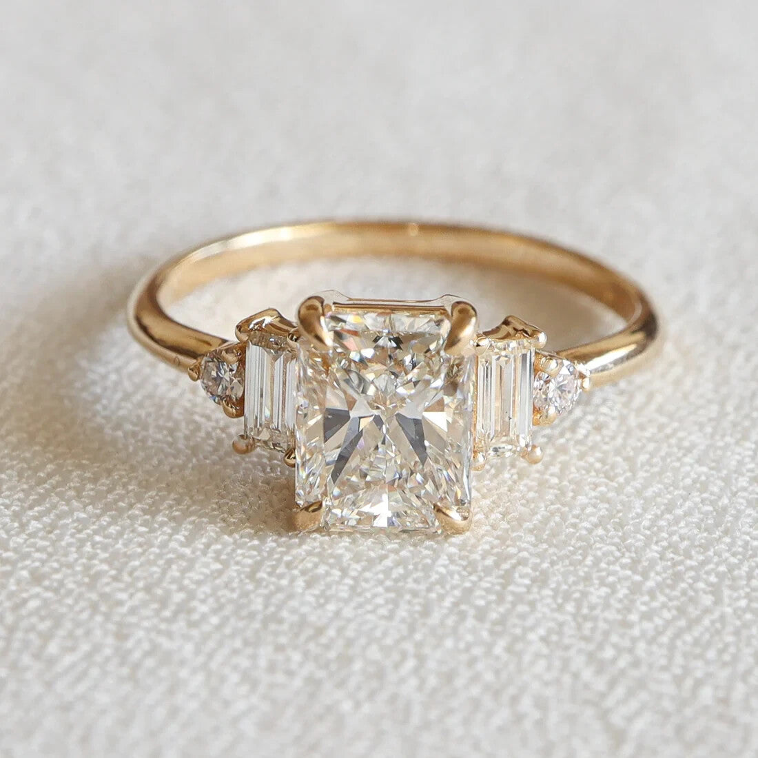 2.30 Ct Radiant E VS1 14k Yellow Gold Lab Grown Diamond Ring IGI Certified