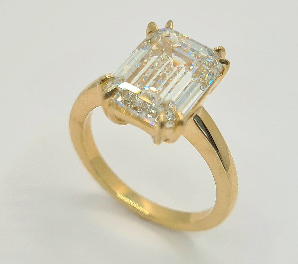 Certified 6CT H/VS1 Emerald Solitaire Diamond Engagement Ring Gold Lab Grown