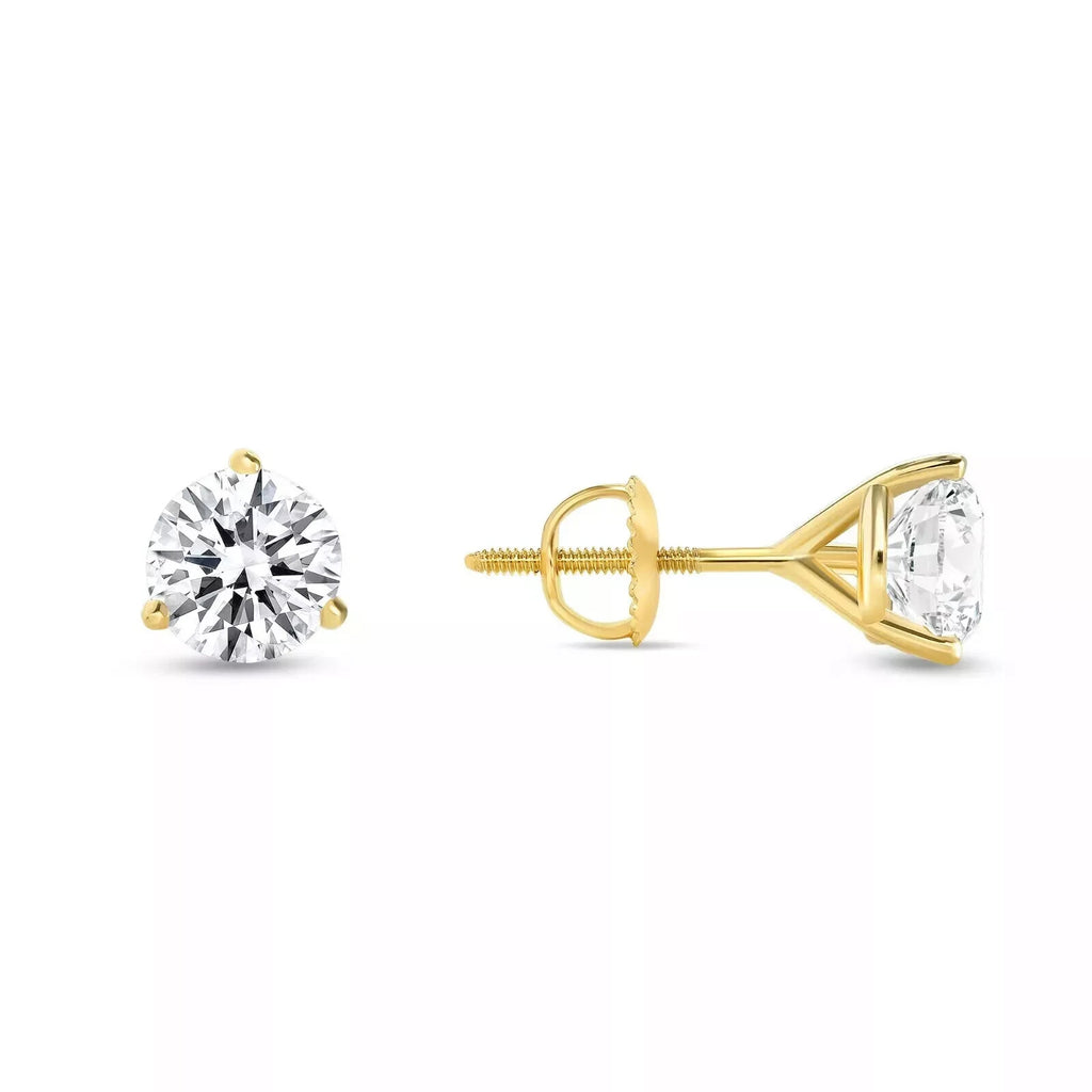 2.00 Ct D VS1 Lab Grown Diamond 3 Prong 14k Yellow Gold IGI Certified Screw