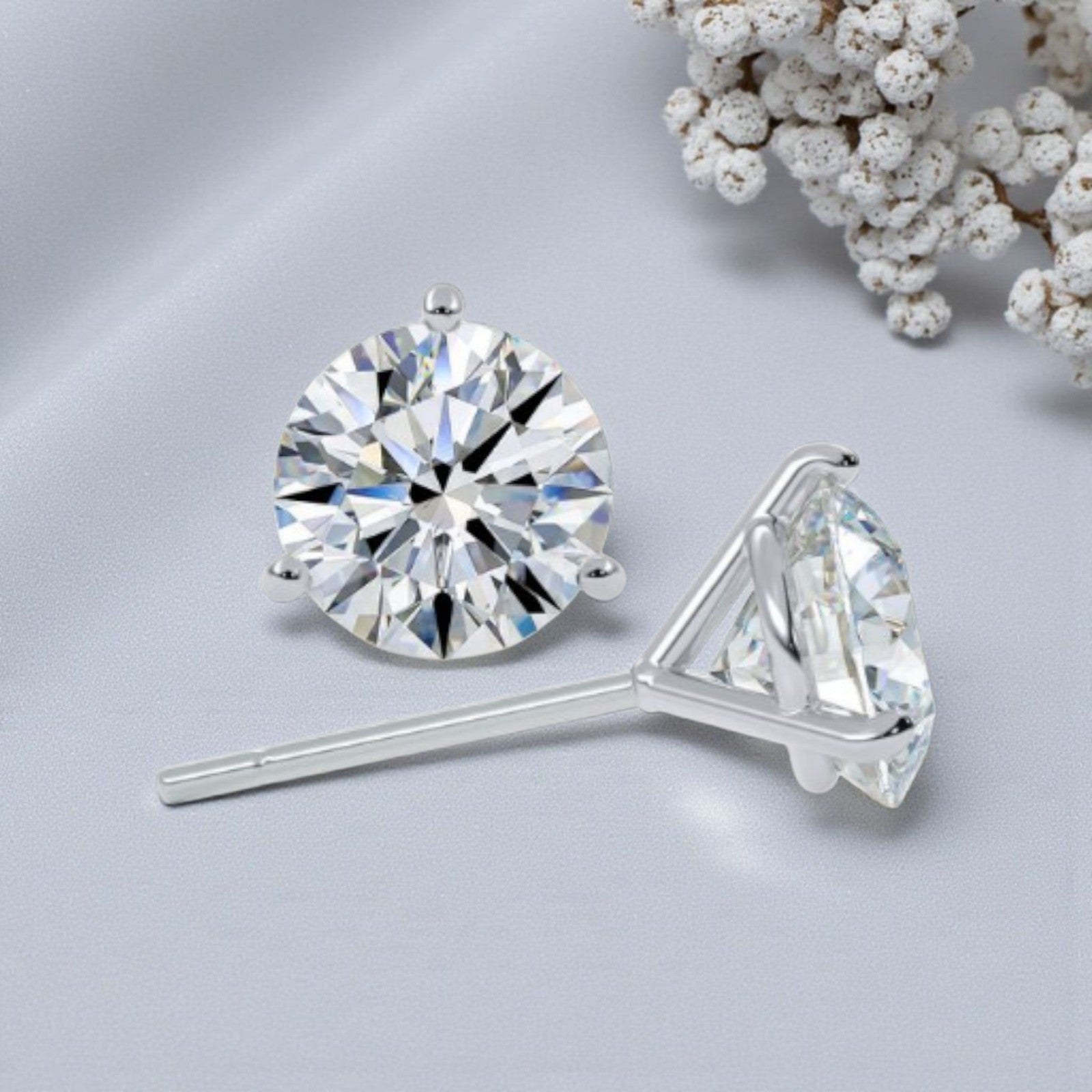 4.00 Ct IGI Certified E VS1 Lab Grown Diamond Stud Earrings 14K White Gold