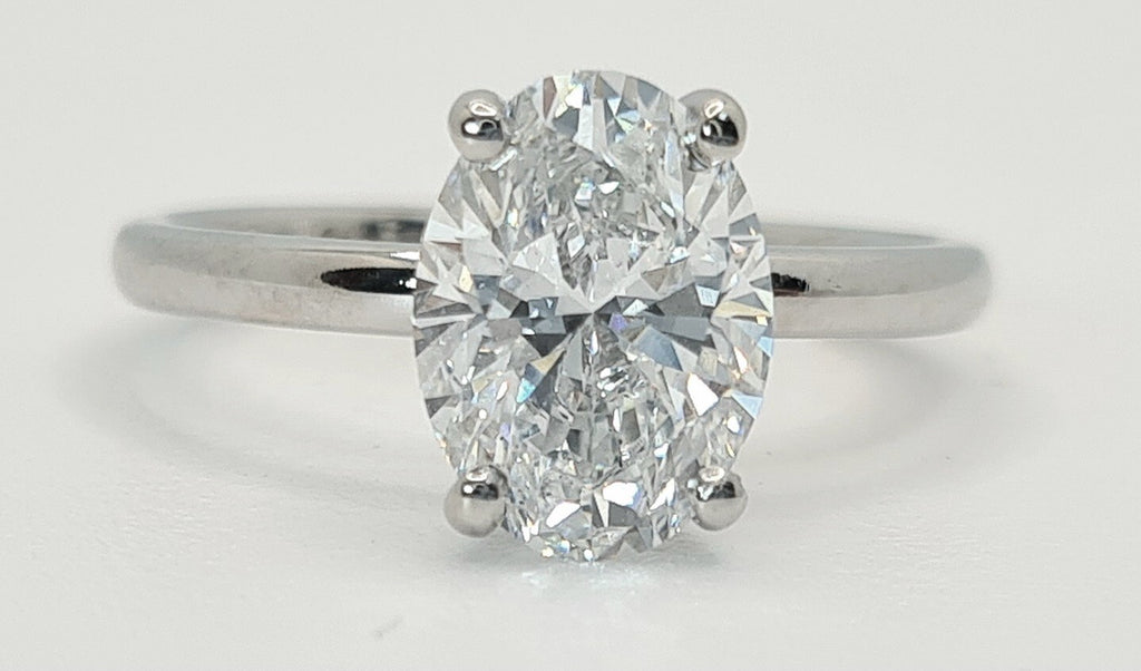 2.00 Carat F VVS2 Oval Lab Grown Diamond Ring 14k White Gold IGI Certified