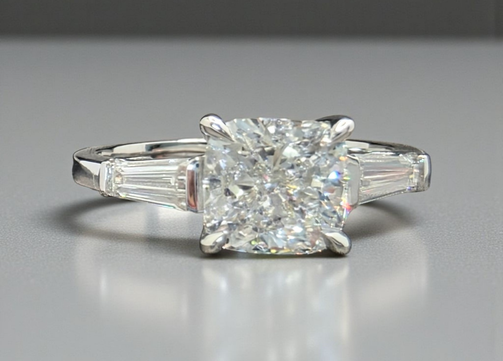 2.40 Ct D VS1 Cushion Lab Grown Diamond Ring 14k White Gold IGI Certified