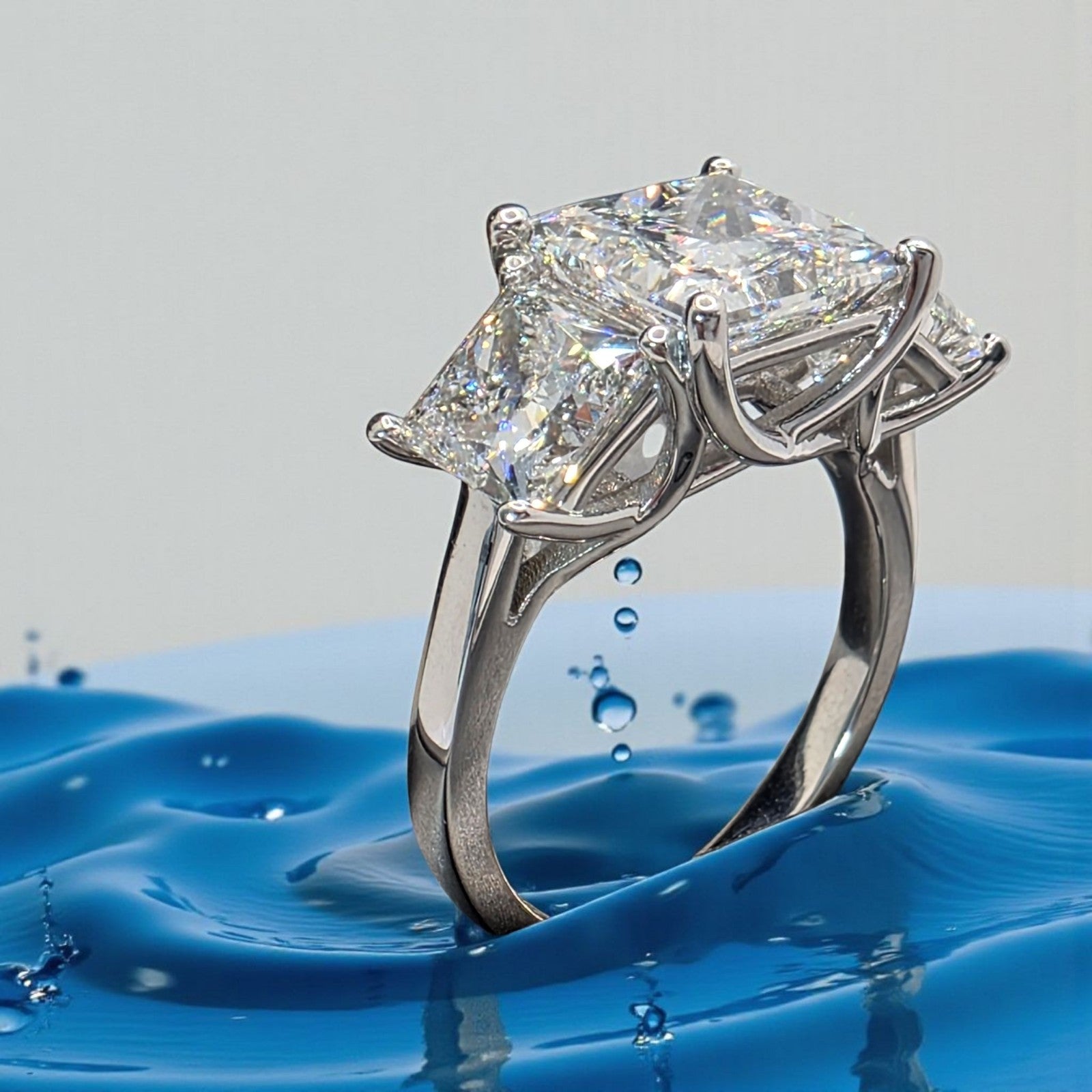 9.00 CT F VVS2 Lab Grown Princess Platinum Diamond Engagement Ring IGI Certified