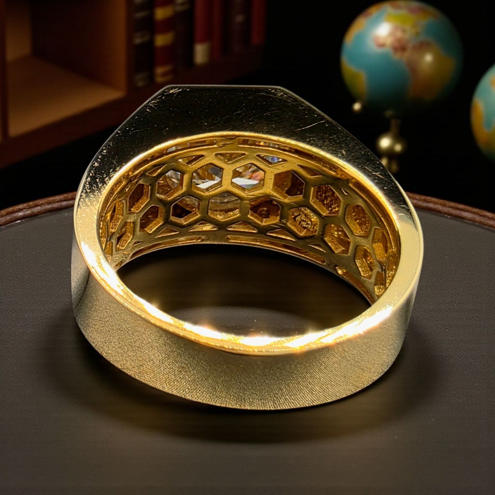 4.00 Ct D VS1 Lab Grown Round Diamond Men's Ring 14k Yellow Gold IGI Certified