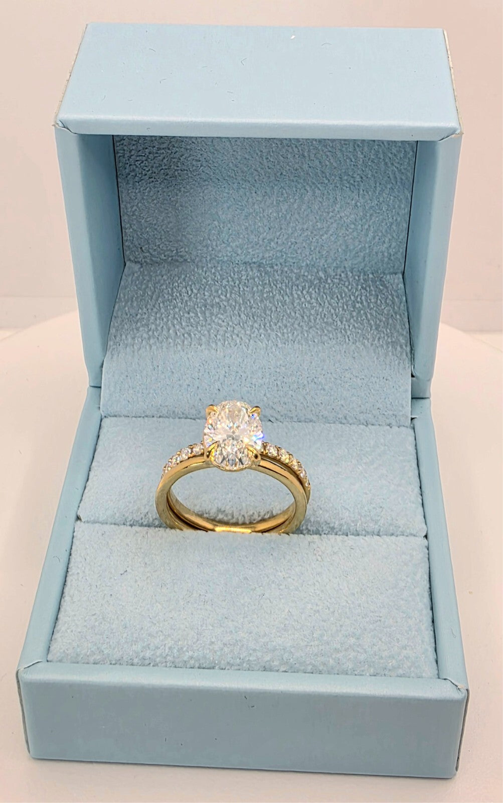 3.50 Ct E VS1 Lab Grown Oval Diamond Ring With Band IGI Certified Diamond