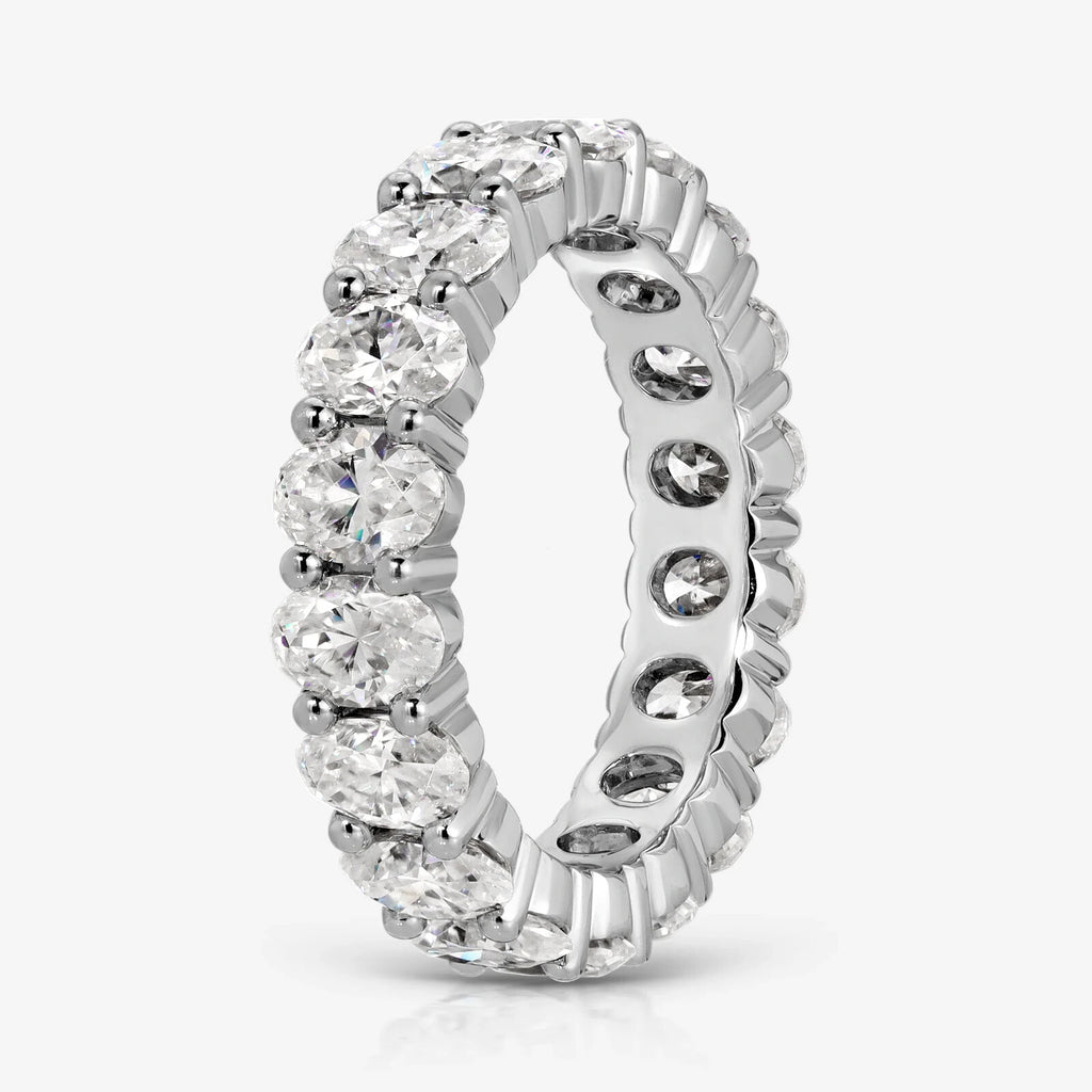 4.50 Ct Oval Lab Grown Diamond Eternity Band Ring 14k E VS GIA Authenticated