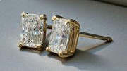 1 Ct Radiant Diamond Lab Grown Diamond Stud Earrings 14k Yellow Gold Push Back