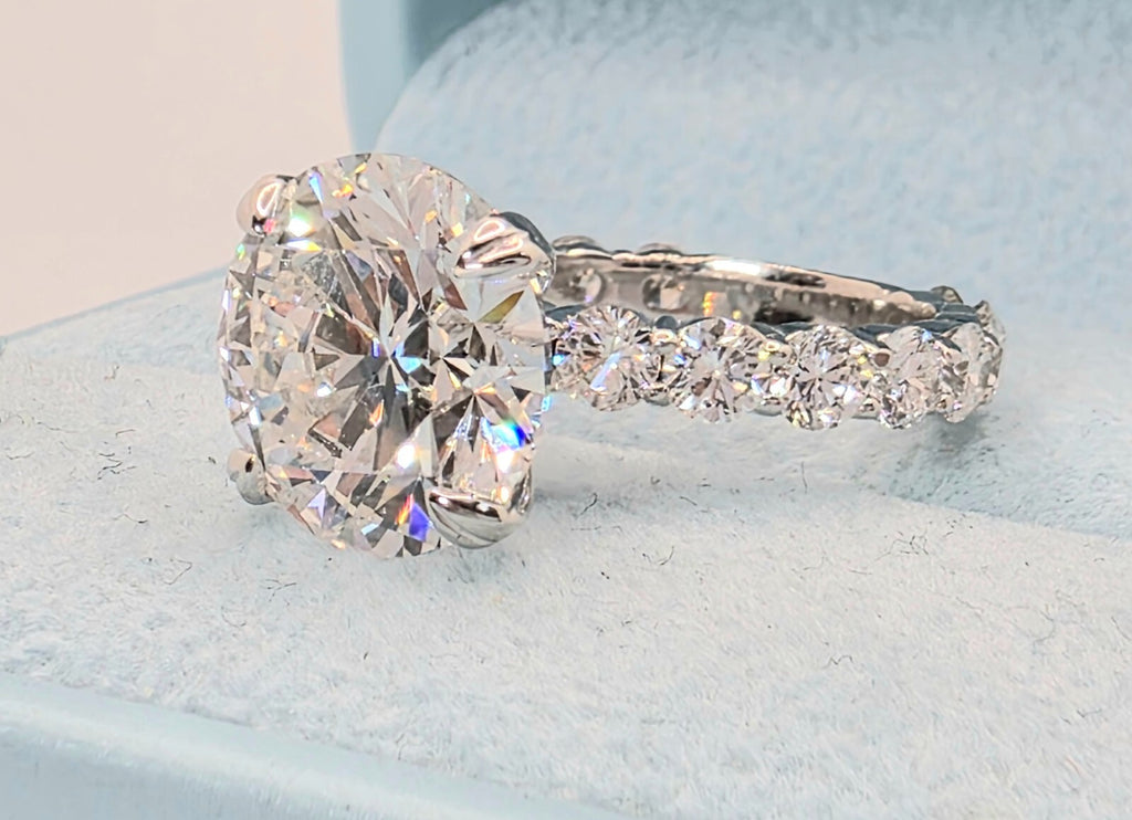 4.60 Ct E VS1 Round Diamond Engagement Ring IGI Certified Lab Grown 14k White