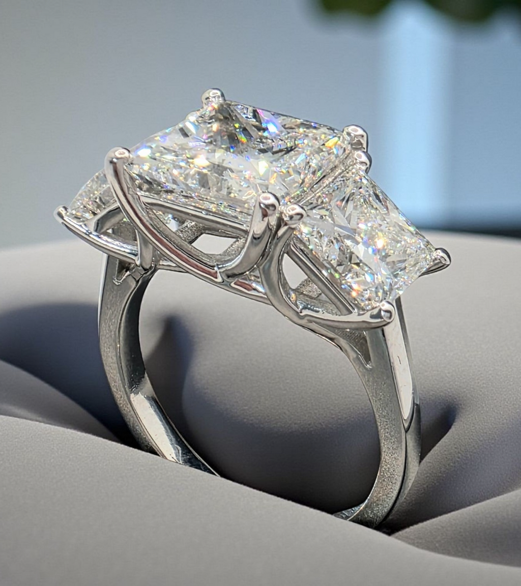 4.00 CT D VVS2 Lab Grown Princess Platinum Diamond Engagement Ring IGI Certified