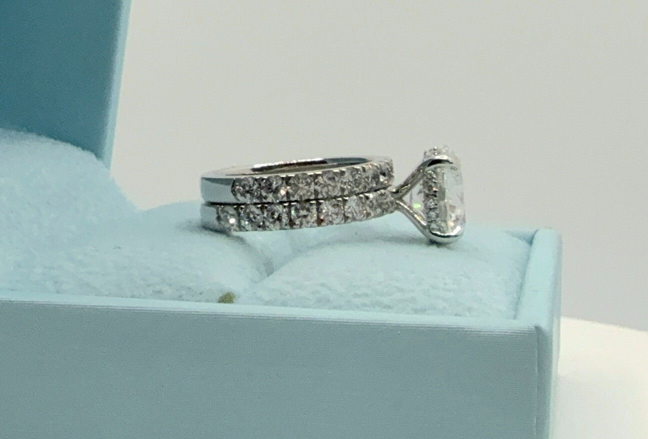 6.07 Ct E VVS2 Lab Grown Platinum Diamond Engagement Ring With Matching Band