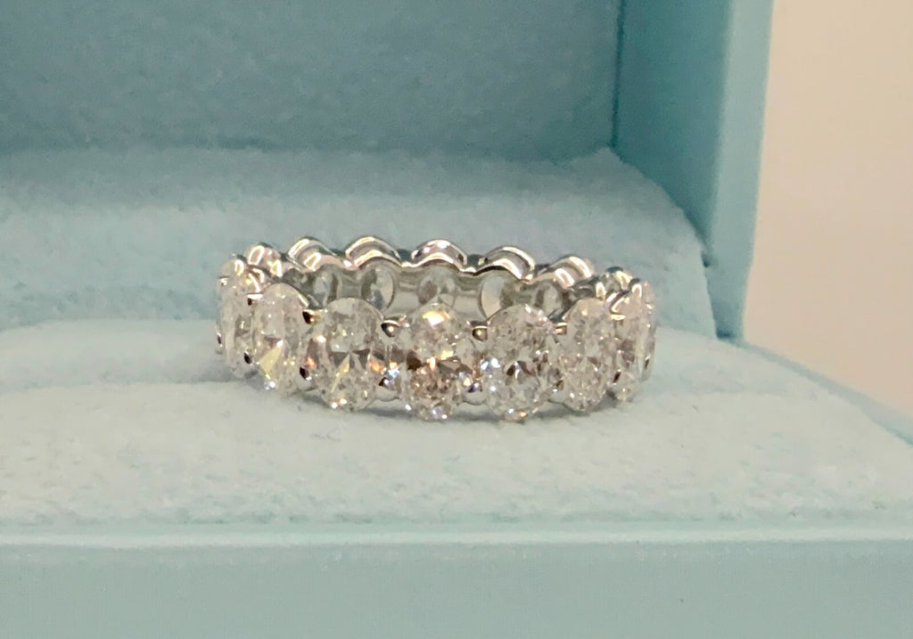 6.50 Ct Oval Lab Grown Diamond Eternity Band Ring 14k F VS GIA Authenticated