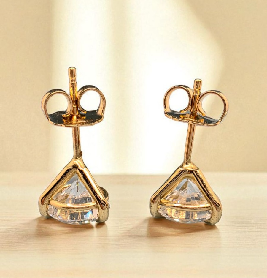 2.00 Ct D VS1 Round Lab Grown Diamond Earrings 14k Yellow Gold IGI Certified