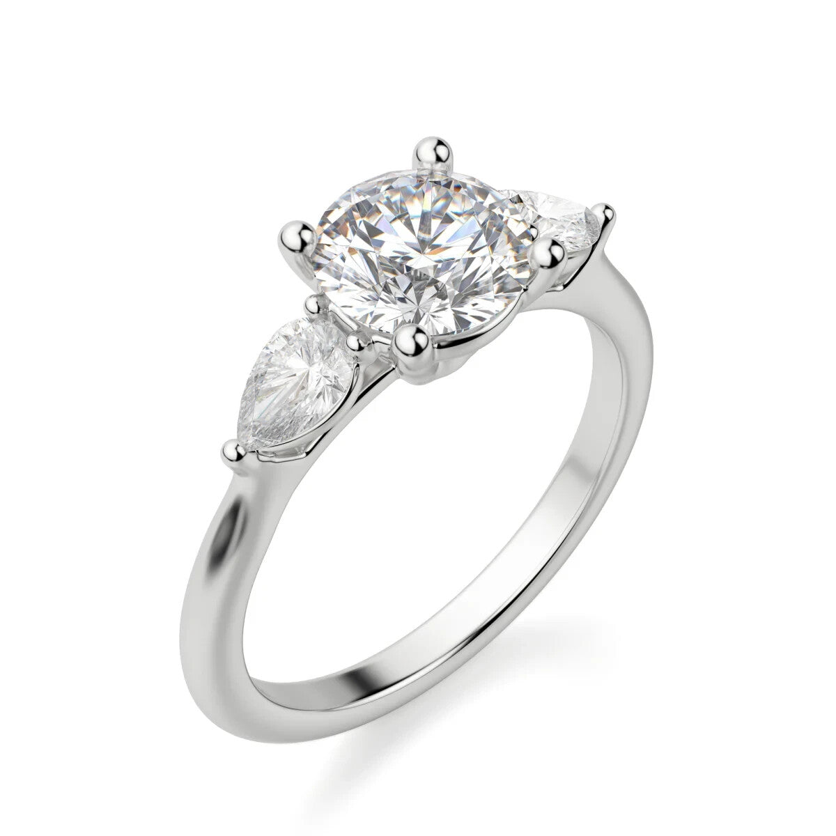 3.70 Carat D VS1 Round Diamond 3 Stone Ring IGI Certified Lab Grown Platinum