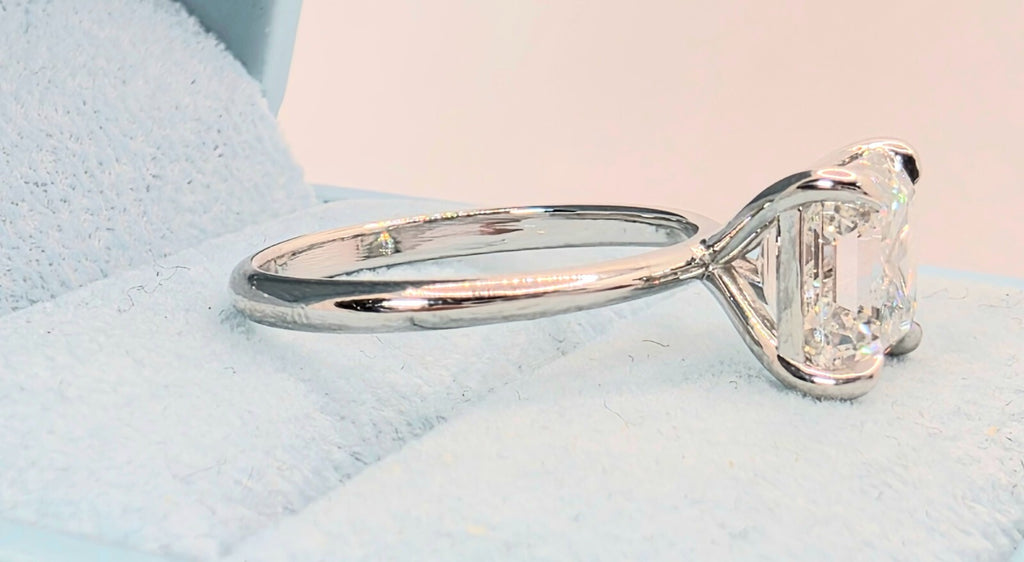 4.00 Ct F VS1 Asscher Cut Diamond Ring Lab Grown IGI Certified Set in Platinum