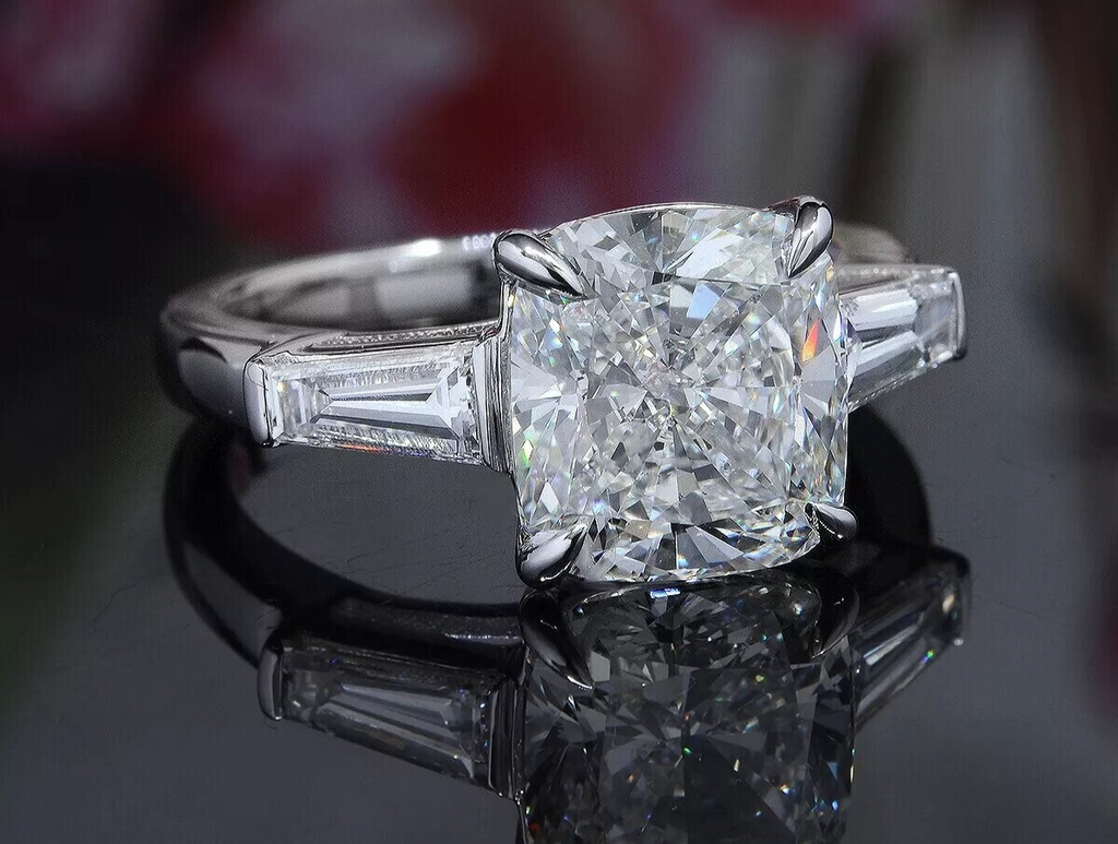 2.40 Ct D VS1 Cushion Lab Grown Diamond Ring 14k White Gold IGI Certified
