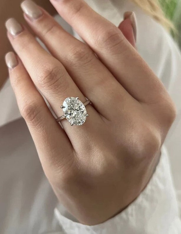 5.01 Ct G VS1 Oval IGI Certified Lab Grown Diamond Ring Set in Platinum