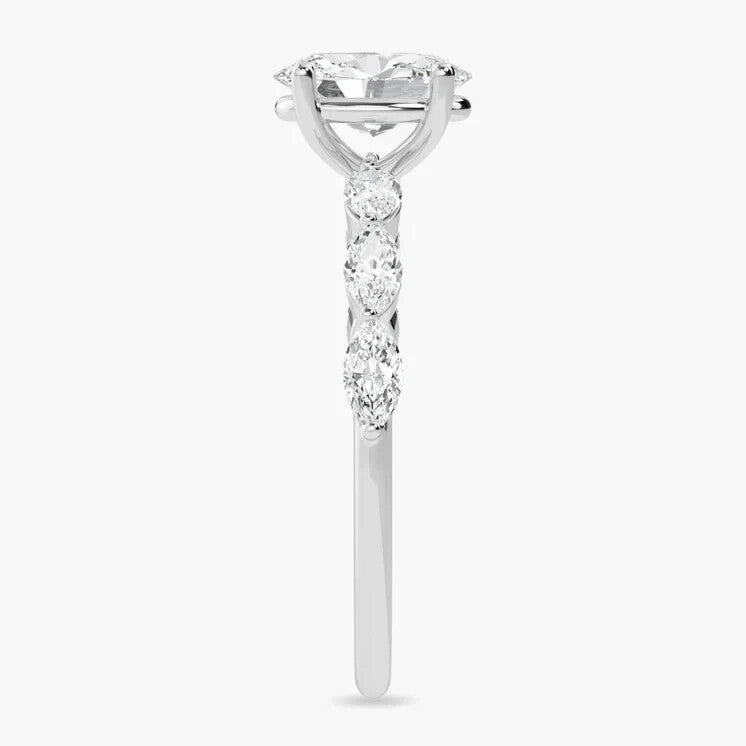 3.75 Ct E VS1 Lab Grown Oval Diamond Engagement Ring IGI Certified 14k White