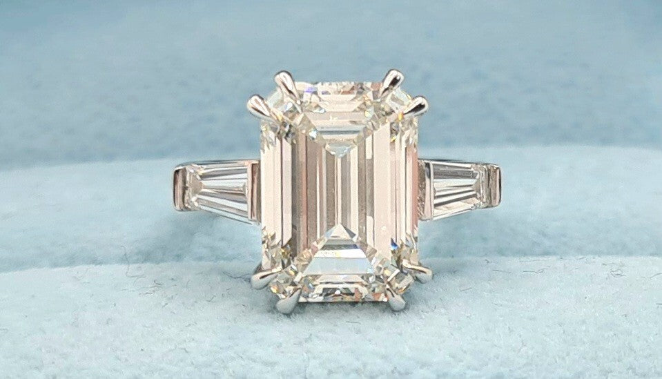 6.50 Ct E VS1 Emerald Cut Lab Grown Diamond Ring IGI Certified 14k White Gold