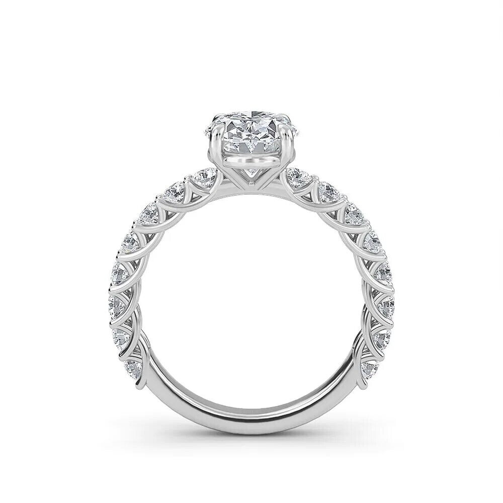 3.25 Carat Oval Diamond Ring Lab Grown Diamond IGI Certified