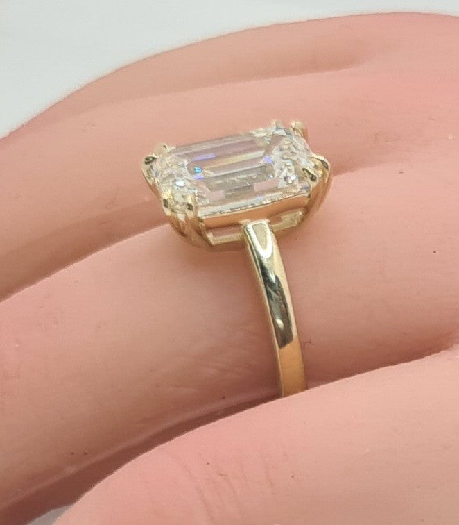 Certified 6CT H/VS1 Emerald Solitaire Diamond Engagement Ring Gold Lab Grown