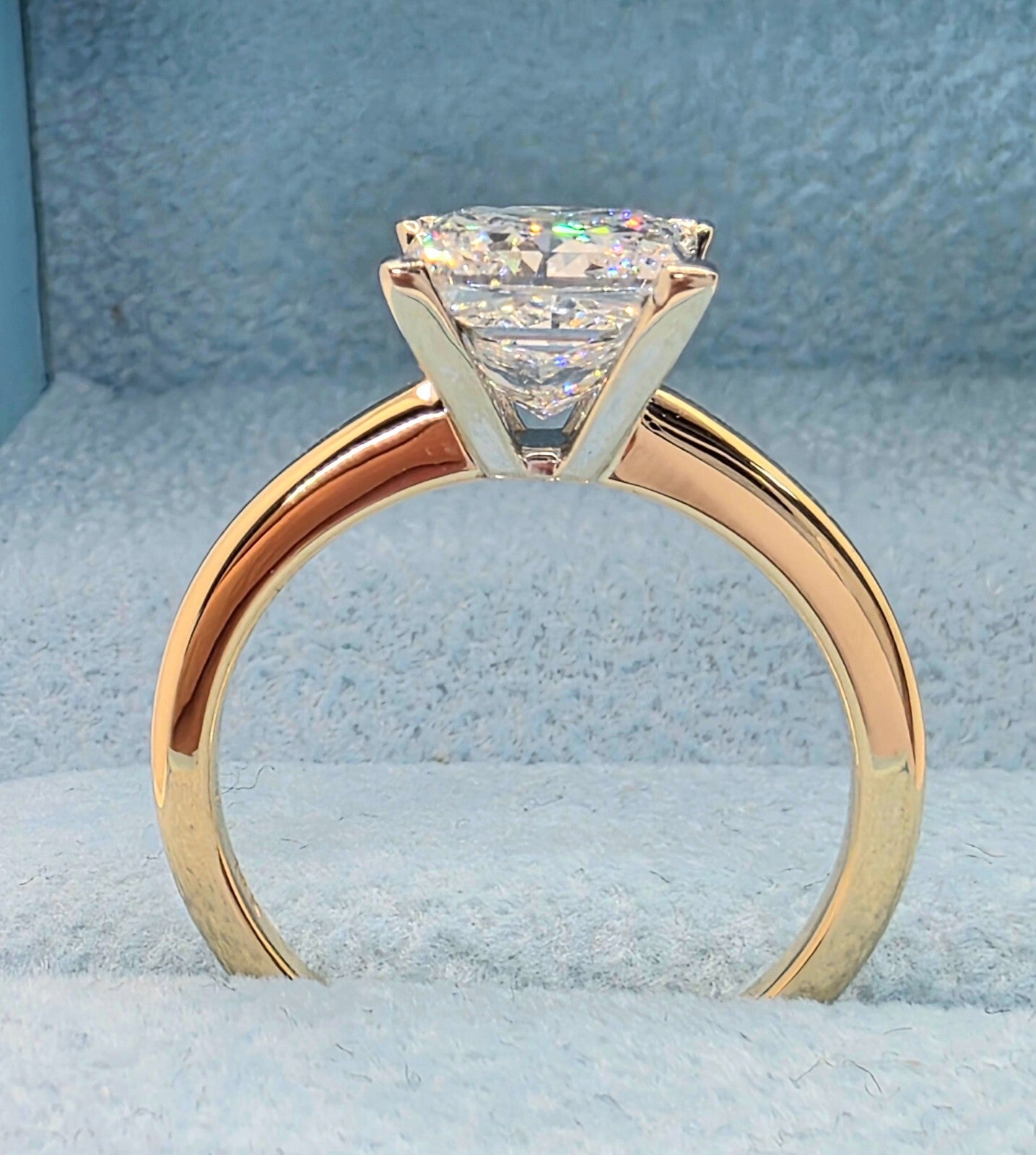 3.00 Carat E VS1 Princess Cut Lab Grown Diamond Engagement Ring 14K Two Tone IGI