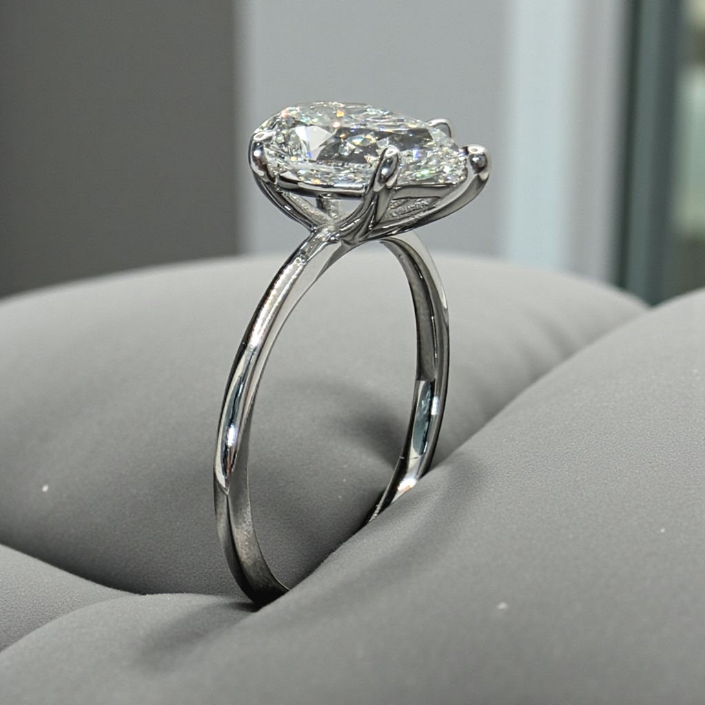 2.00 Ct  D VS1 Pear Shaped Lab Grown Diamond Engagement Ring 14k White Gold