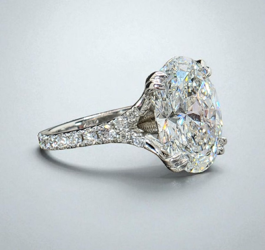 3.40 Ct E VS1 Oval Lab Grown Diamond Engagement Ring 14k White IGI Certified