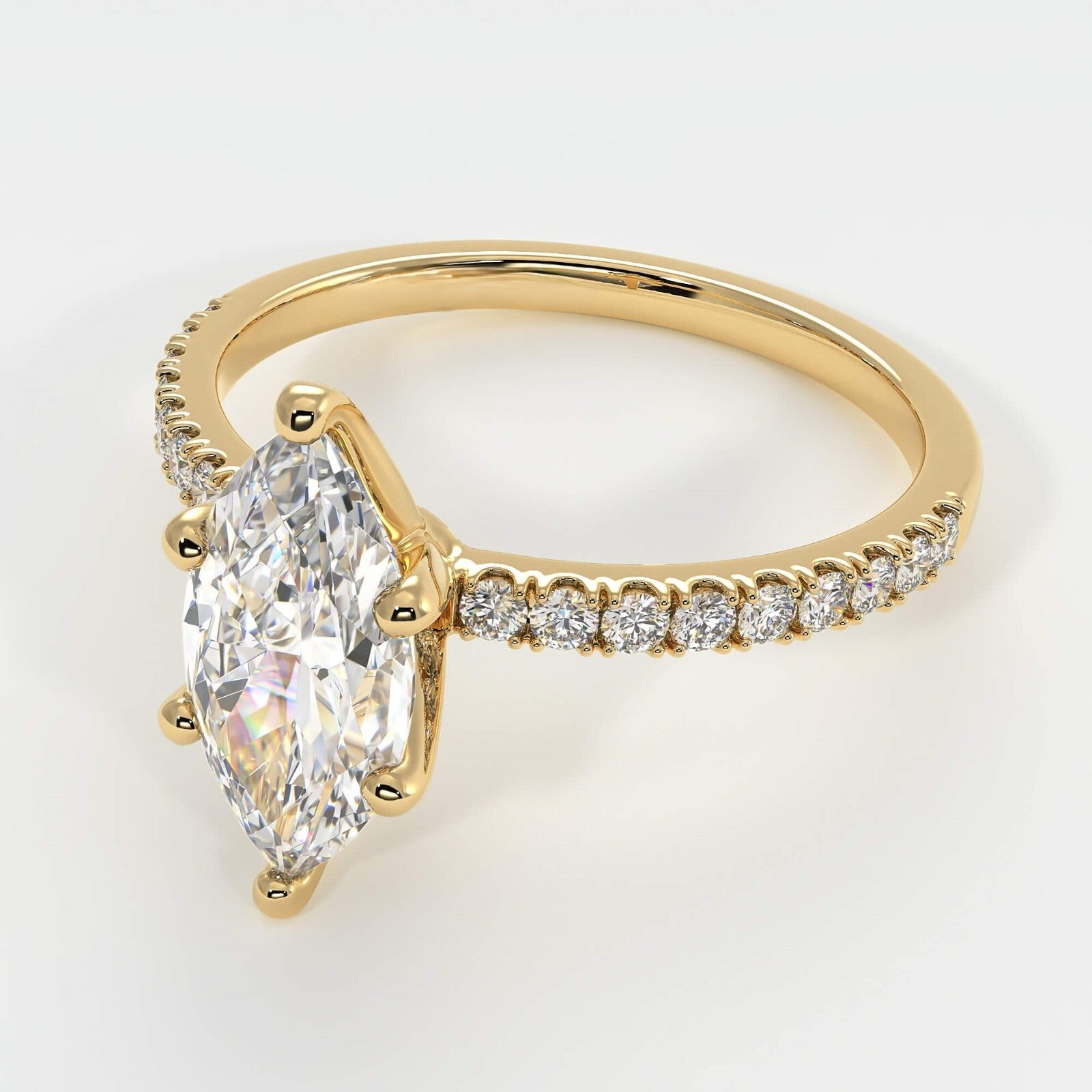 3.26 Carat Marquise Engagement Ring E/VS1 Lab Diamond 14k Yellow Gold Certified