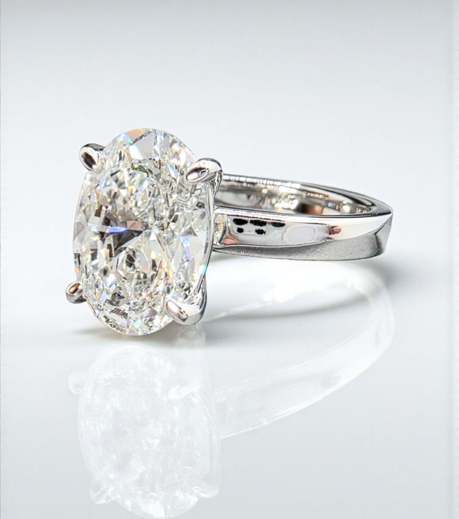 3.00 Ct D VS1 Solitaire Oval Lab Grown Diamond Ring IGI Certified 14k