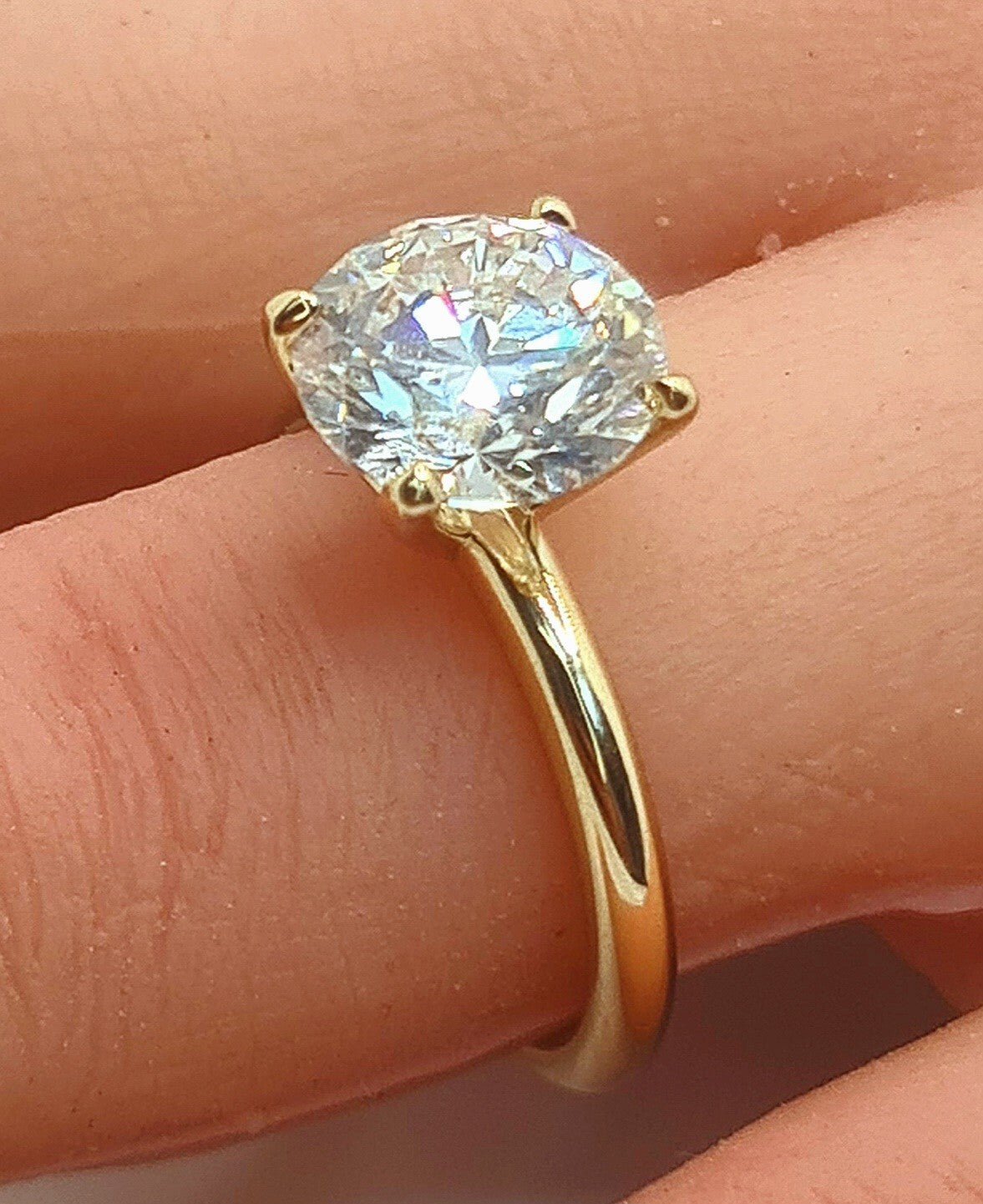 2.00 Ct D VS1 Round Solitaire Lab Grown Diamond Ring 14k Yellow IGI Certified